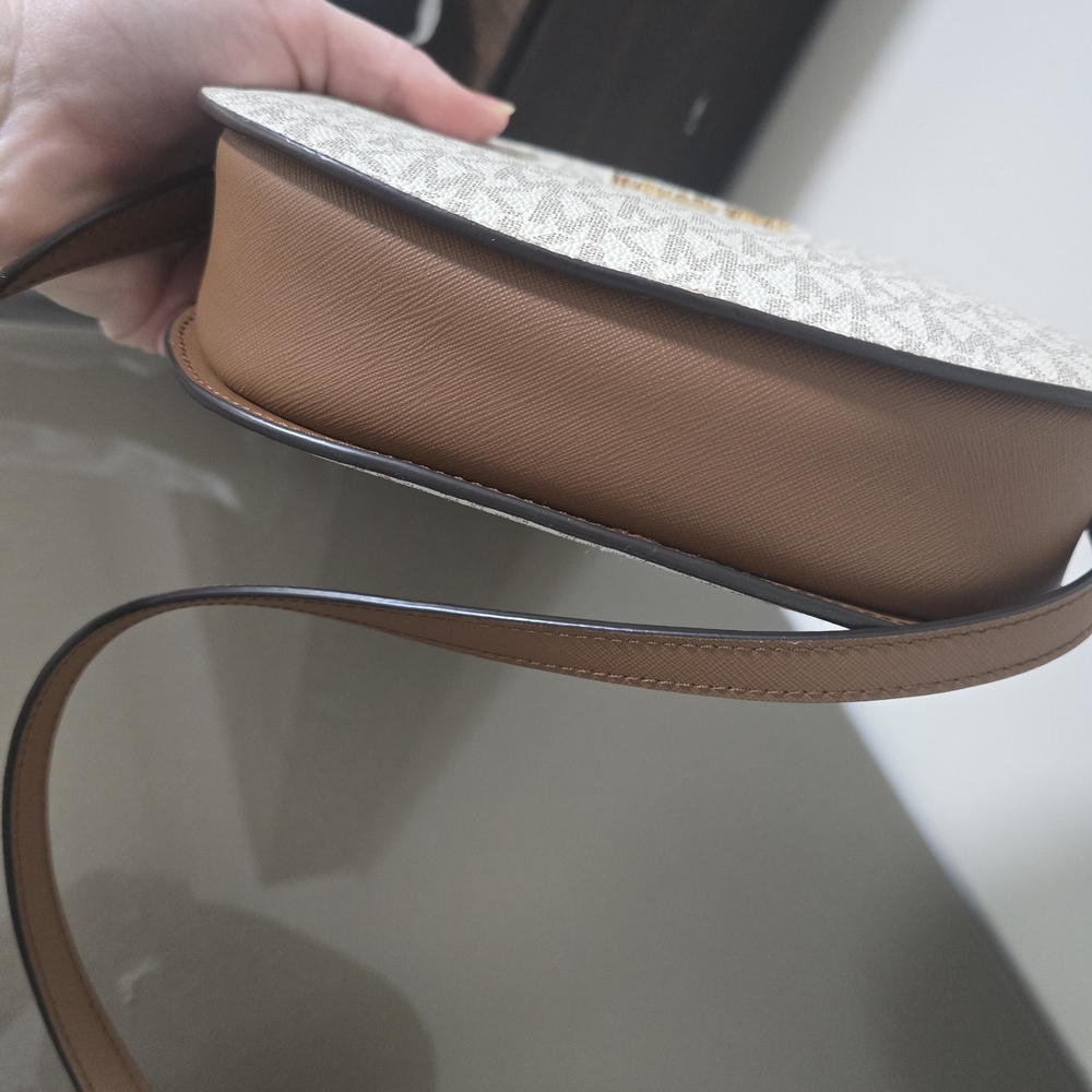 Michael Kors Monogram Cream and Tan Crossbody Bag - Picture 8 of 8